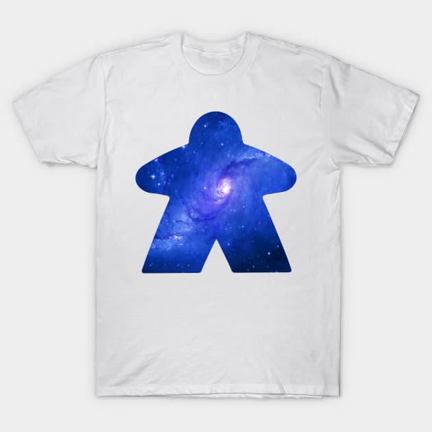 Sky Blue Space Galaxy Meeple | Board Game Fan T-Shirt by gloobella